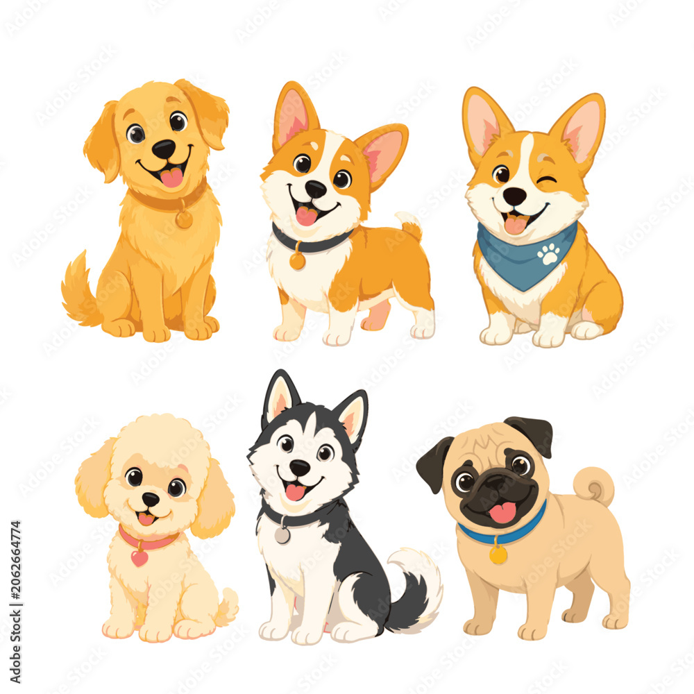Fototapeta premium Cute Cartoon Dog Vector Illustration