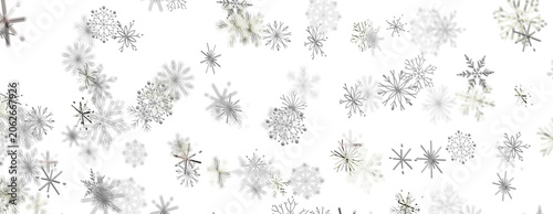 Fotografija Elegant white snowflakes scattered across a clean white background