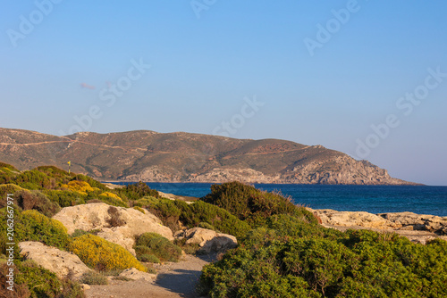 Obraz na plátně Mediterranean coastal hiking trail with sea views in Crete, Greece