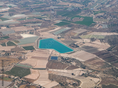 Aerial View of Agricultural Fields and Farmland in Spain