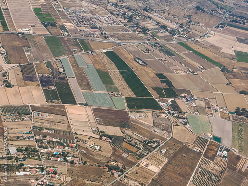 Aerial View of Agricultural Fields and Farmland in Spain