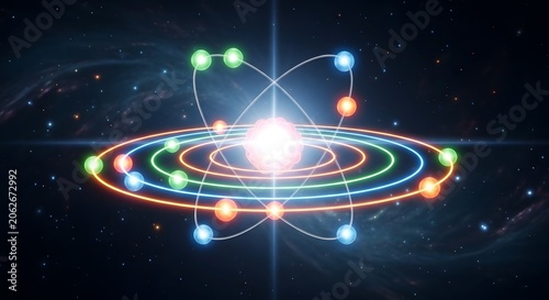 Vibrant Atomic Structure Model in Space