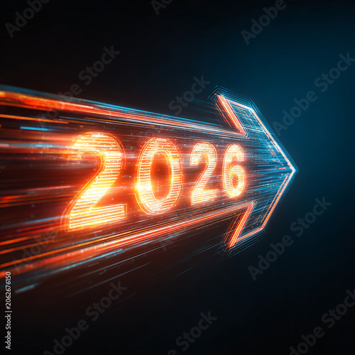 Digital arrow show speed line with symbol 2026 generated.AI