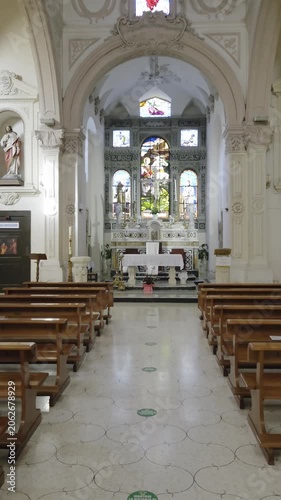 Interior of a medieval church in Melpignano, a small town in the province of Lecce, Italy.
