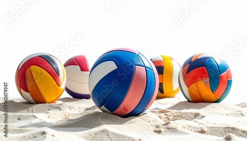 Professional Beach Volleyball Scene with Sand and Sports Ball Isolated on White Background for Fitness, Tournament, and Summer Holiday Promotion