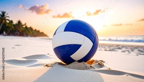 Volleyball Beach Summer Sport Concept Isolated on White Background Featuring Professional Ball, Sandy Texture, and Dynamic Outdoor Recreation Theme
