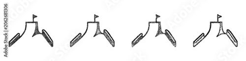 Photos Sketch monochrome snow park icon design set