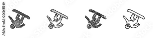 Fotografi Sketch black and white backflip icon design set