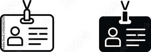 Foto ID card icon set, employee badge and identification symbols for access control s