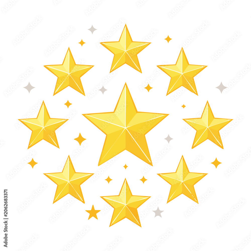 Fototapeta premium Yellow star and snowflake pattern on transparent background