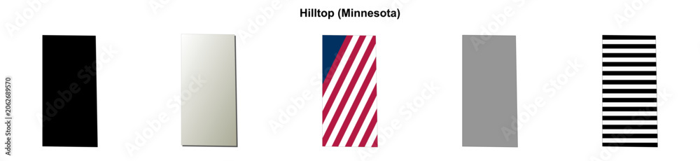 Fototapeta premium Hilltop (Minnesota) blank outline map set