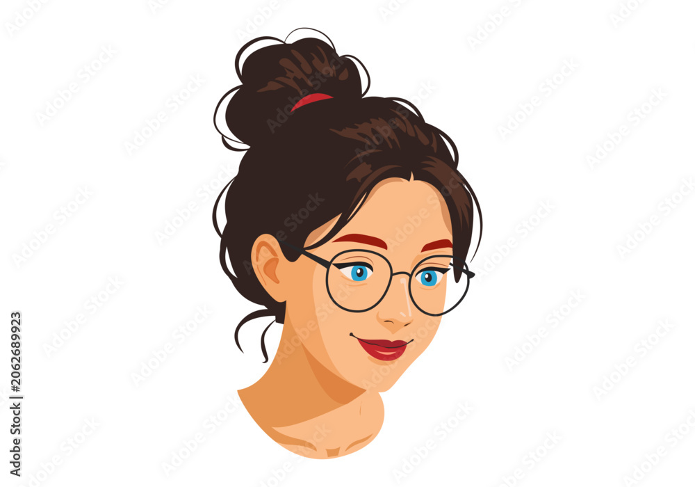 Fototapeta premium Female avatar face vector illustration