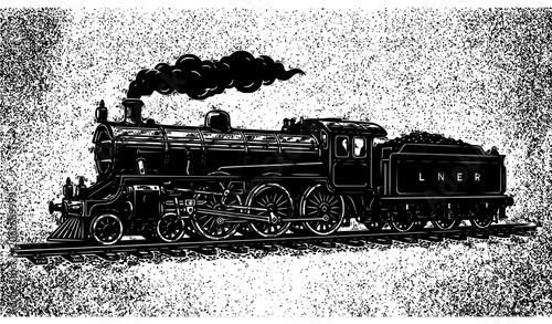 Foto Vintage Steam Locomotive Silhouette Vector Illustration