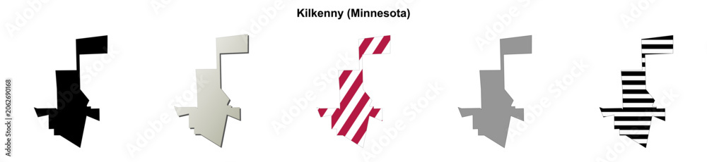 Obraz premium Kilkenny (Minnesota) blank outline map set