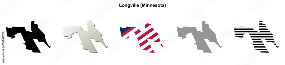 Fototapeta premium Longville (Minnesota) blank outline map set