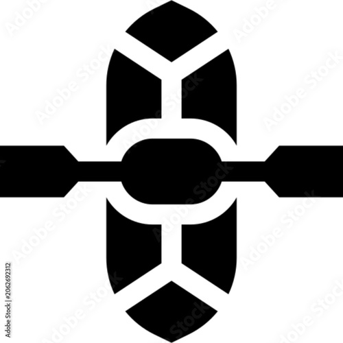 Canoe Water Sport Boat Paddle Outdoor Adventure Icon Set