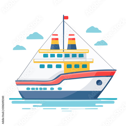 Flat design cruise ship vector illustration