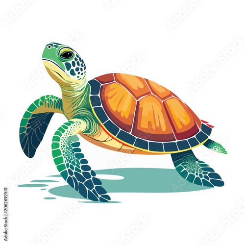 Flat design parrot and tropical fish vector illustration