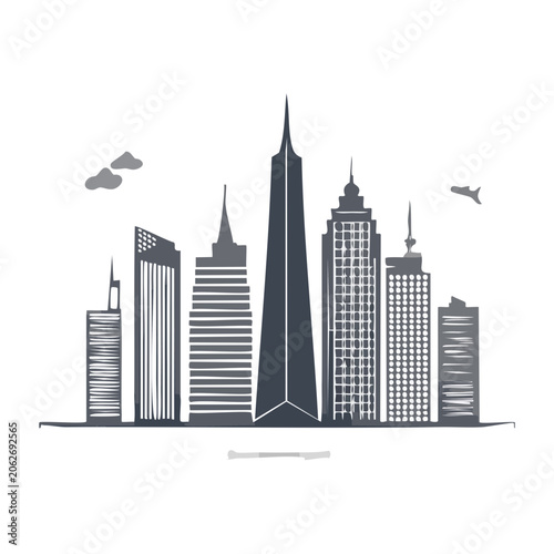 Flat design skyscrapers cityscape vector