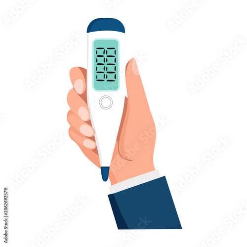 Flat design smartphone held by hand