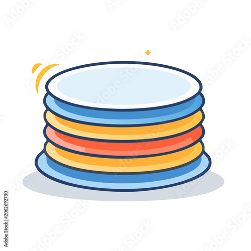 Stacked colorful rings 3D render