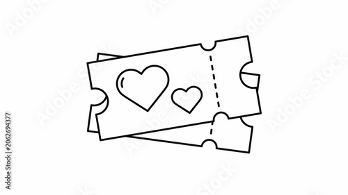 ticket love valentine icon animated