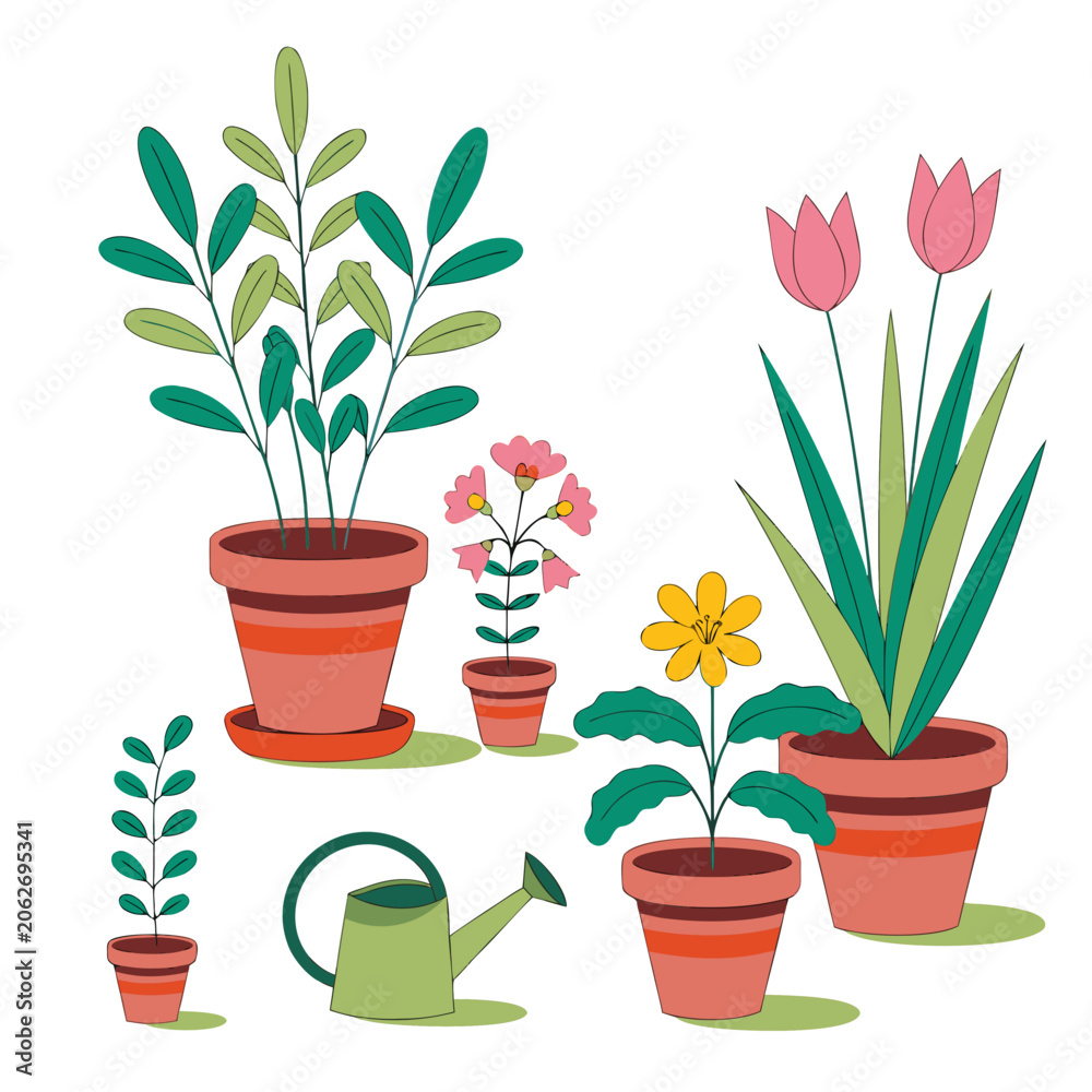 Fototapeta premium Bright Colorful Garden Balcony Vector Illustration