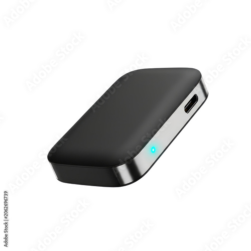 Portable Power Bank Isolated on Transparent Background, Modern External Battery Charger Device