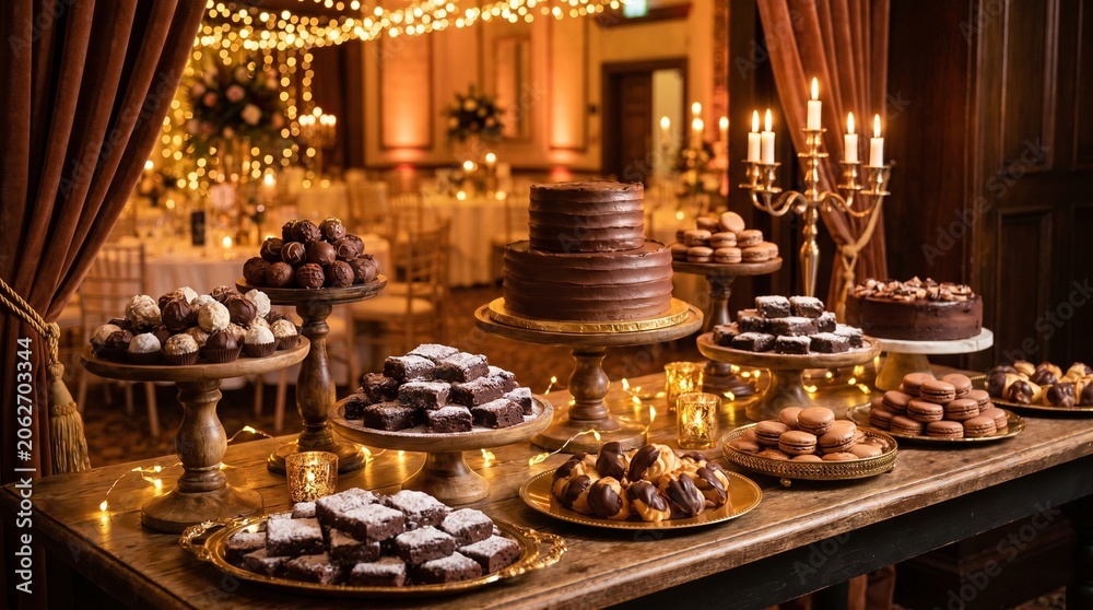 Fototapeta premium Delicious chocolate desserts on a table prepared for World Chocolate Day celebration