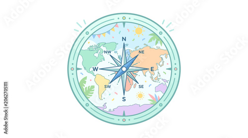Canvastavla Compass Rose World Map Navigation Adventure Discovery