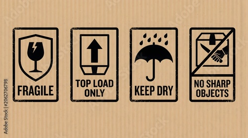 Warehouse handling icon set carton