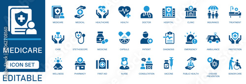 Bild auf Leinwand Medicare and healthcare icon set