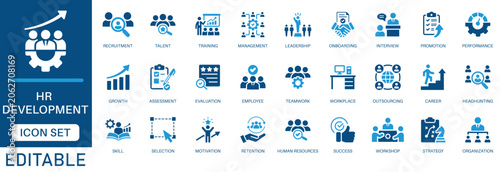 Schilderij op canvas HR development icon set