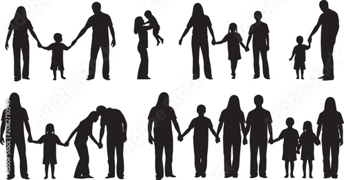 Photos Black silhouette of diverse family members in various poses black silhouettes di