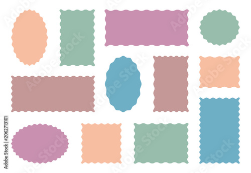 Quadro su tela Vector set colorful zigzag wavy edge frames