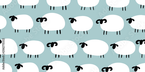 Schilderij op canvas Simple naive sheeps seamless pattern