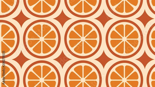 オレンジの輪切りの幾何学模様 / Geometric orange slice tile (Generative AI)