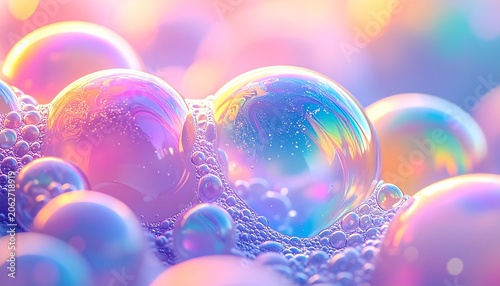 Plakat Iridescent Soap Bubbles in Soft Focus.