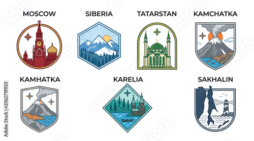 Obraz na płótnie Russian badges for moscow siberia tatarstan kamchatka karelia sakhalin