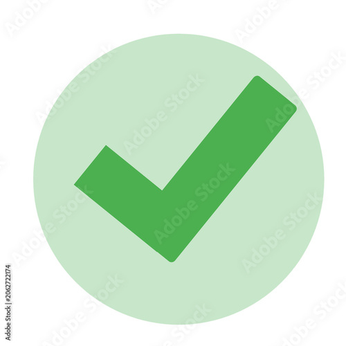 Tick check yes approved icon in isolated background