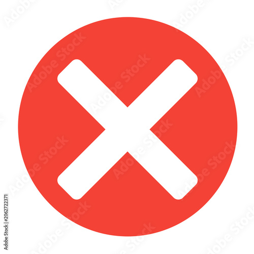 Red Cross Cancel or Close Icon Isolated on White Background
