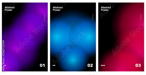 Abstract poster set template with vibrant gradient circles and minimalist typography for modern graphic design layouts