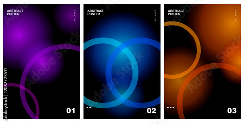 Abstract poster templates set featuring vibrant gradient circles and minimalist geometric shapes for modern design