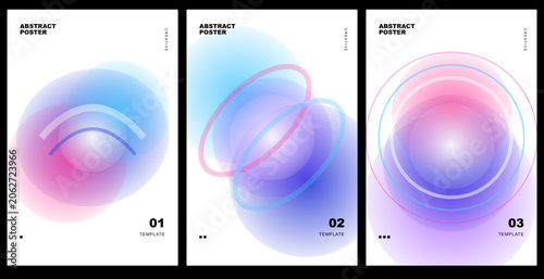 Abstract poster templates set with gradient circles and minimalist typography for modern creative graphic design