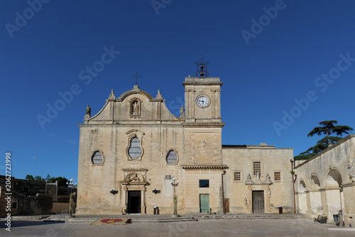 The building of an ancient church in Melpignano, a medieval town in the province of Lecce, Italy.