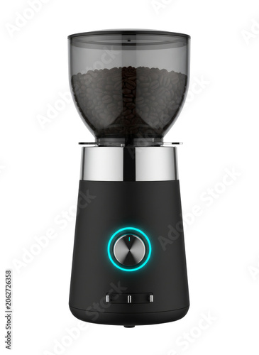 Professional Electric Coffee Grinder with Bean Hopper and Adjustable Grind Settings Isolated on Transparent Background