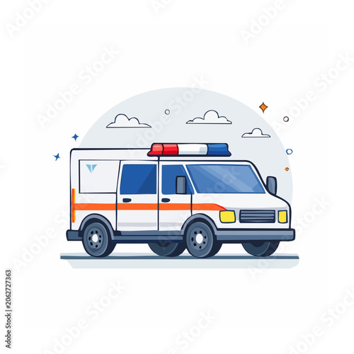 Blue and orange delivery truck 3D render