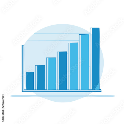Blue flat design bar chart on white background
