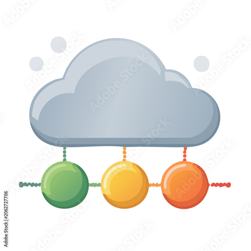 Flat design hot air balloon with basket and ropes