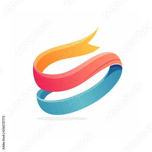 Flat design ribbon in red blue yellow